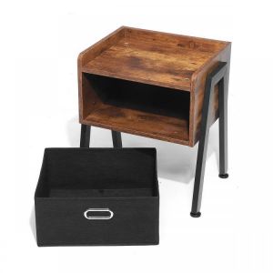 Industrial Bedside Table Bedroom Nightstand Urban Side Cabinet File Holder Vintage Office Furniture