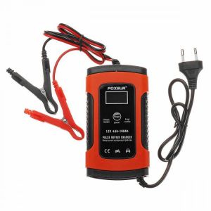 shopping time אביזרים לאופנועים FOXSUR 12V 5A Pulse Repair LCD Battery Charger Red For Car Motorcycle Agm Gel Wet Lead Acid Battery