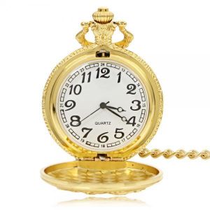 shopping time תכשיטים ושעונים DEFFRUN Vintage Golden Color Luxury Sailing Boat Pattern Quartz Pocket Watch