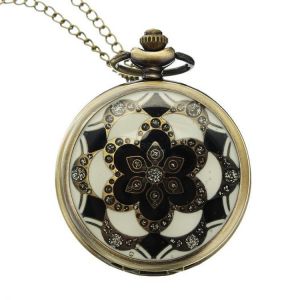 shopping time תכשיטים ושעונים DEFFRUN Luxury European Style Flower Pattern Chain Retro Pocket Watch