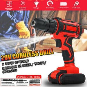 shopping time כלים לעבודה 20V Cordless Electric Drill Screwdriver Wireless Power Driver 3/8" Power Tools