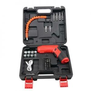 shopping time כלים לעבודה 47 Pcs Mini 4V Electric Screwdriver Battery Operated Cordless Screw Driver Drill