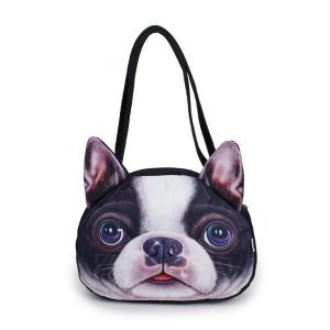 shopping time מוצרים לכלב Women Cute Dog Head Shoulder Bags Casual 3D Animal Print Handbags Shopping Bags