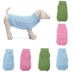 Solid Color Pet Dog Cat Knitted Breathable Warm Sweater Winter Outwear