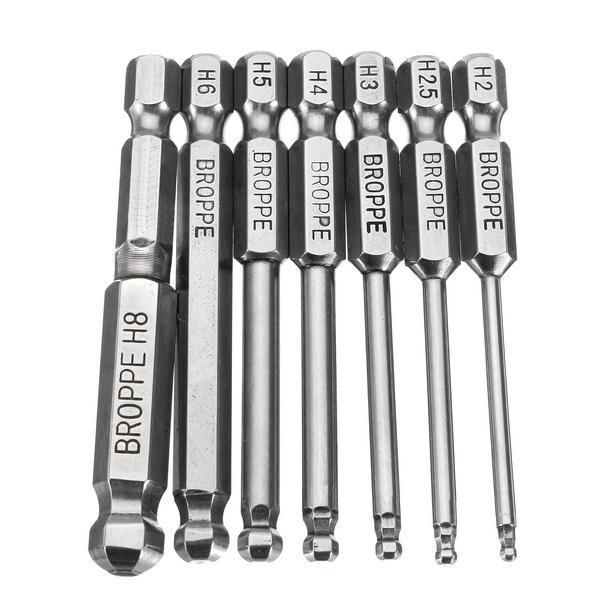 shopping time כלים לעבודה Broppe 7pcs 2/2.5/3/4/5/6/8mm 65mm Magnetic Ball Screwdriver Bits 1/4 Inch Hex Shank Screwdriver Bit